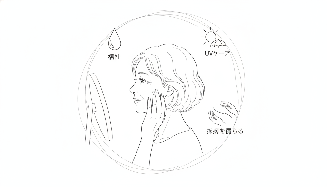 60代のシワ対策は「保湿・UVケア・摩擦を減らす」の3本柱!